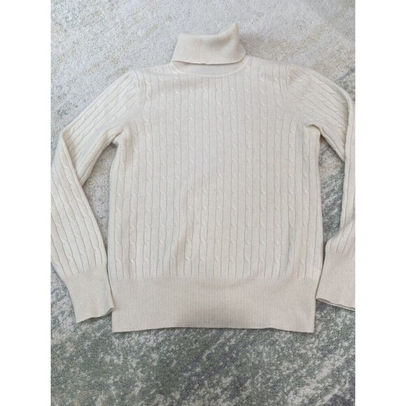 Saks Fifth Avenue Sz Large Ivory Creame Cashmere Turtleneck Sweater Luxury Soft - Picture 1 of 8
